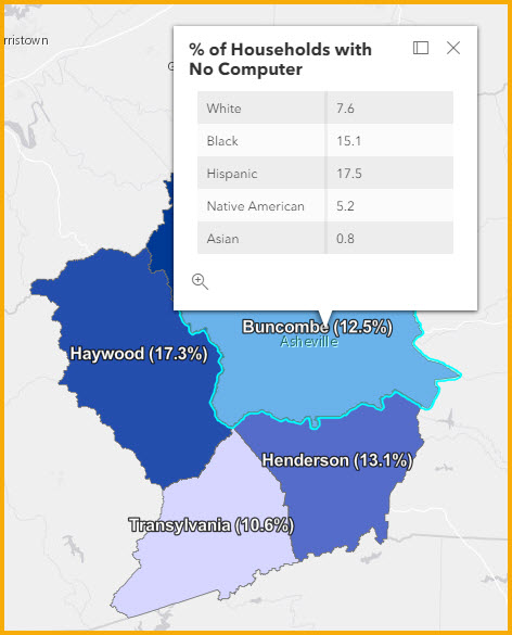 Buncombe County NC % of Households with No Computer