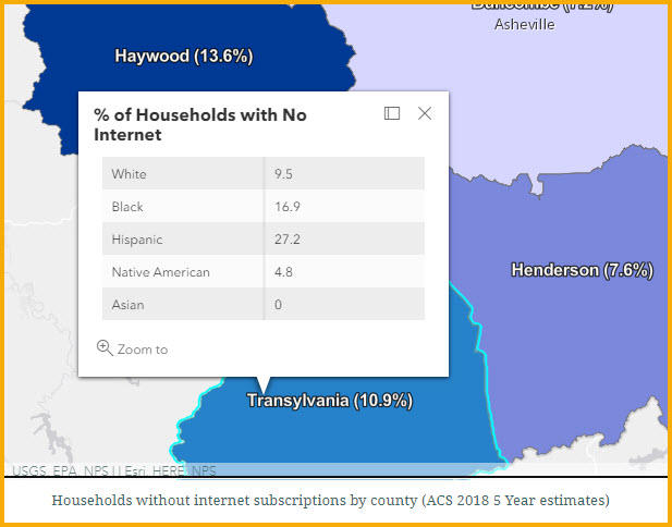 % of Households with No Internet - Transylvania County, NC