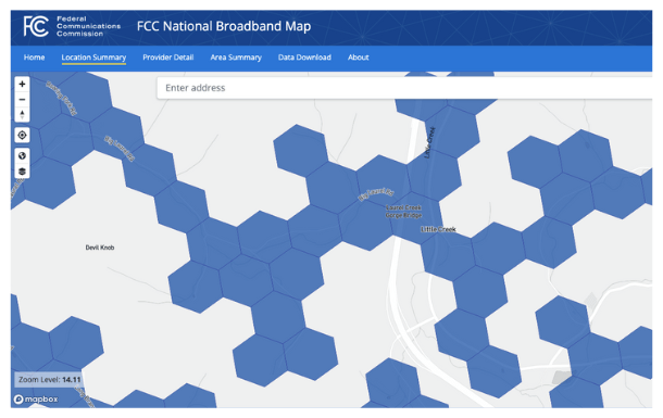 Screenshot of the FCC National Broadband Map